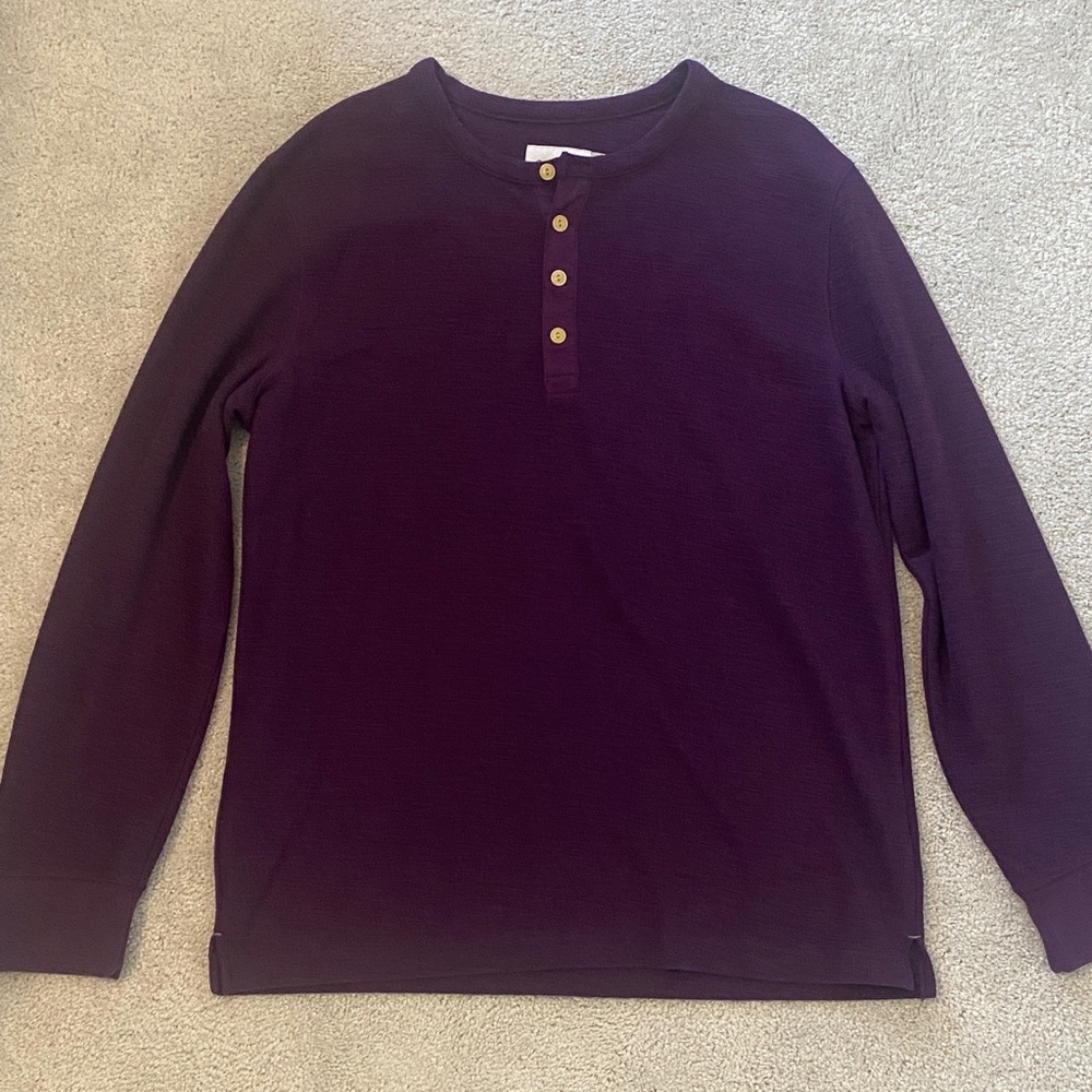 NWOT Goodfellow & Co Deep Purple Long Sleeve Henley Men's Size L Large